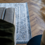 Larisa Grey Blue Medallion Border Rug