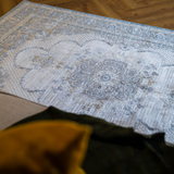Larisa Grey Blue Medallion Border Rug