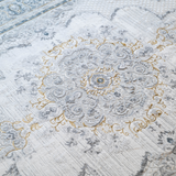 Larisa Grey Blue Medallion Border Rug