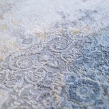 Larisa Grey Blue Medallion Border Rug