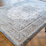 Larisa Grey Blue Medallion Border Rug