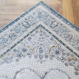 Larisa Grey Blue Medallion Border Rug