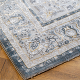 Larisa Grey Blue Medallion Border Rug