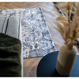 Larisa Charcoal Grey Marble Quartz Crackle Rug
