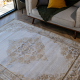 Larisa Cream Gold Traditional Medallion Rug