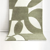 Isla Olive Green and Ivory Curve Pattern Wool Rug
