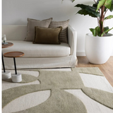 Isla Olive Green and Ivory Curve Pattern Wool Rug