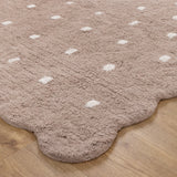Millie Natural Beige Scalloped Dotted Kids Rug