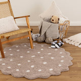 Millie Natural Beige Scalloped Dotted Kids Round Rug