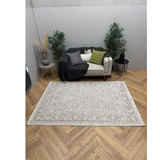 Medina Cream Beige Floral Transitional Bordered Rug
