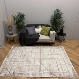 Medina Cream Gold Geometric Line Rug