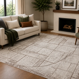 Medina Cream Gold Geometric Line Rug