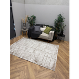 Medina Cream Gold Geometric Line Rug