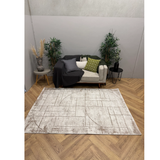 Medina Cream Gold Geometric Line Rug