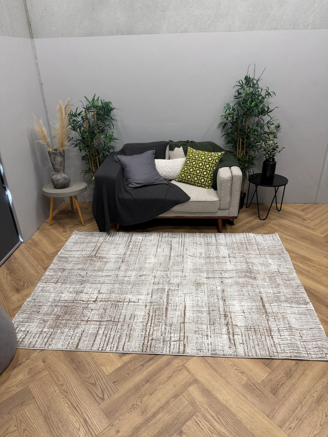 Medina Cream Gold Modern Textured Rug