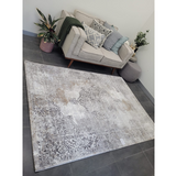 Medina Grey Gold Medallion Transitional Rug