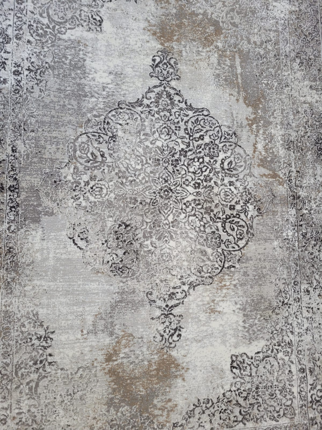 Medina Grey Gold Medallion Transitional Rug