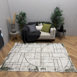 Medina Ivory Sage Geometric Line Rug