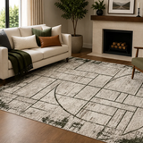 Medina Ivory Sage Geometric Line Rug