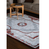 Medina Red Black Ornate Medallion Transitional Bordered Rug