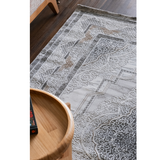 Medina Dark Beige Gold Medallion Transitional Bordered Rug