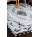 Medina Grey Black Medallion Transitional Bordered Rug