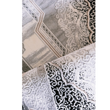 Medina Grey Black Medallion Transitional Bordered Rug