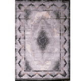 Medina Grey Black Medallion Transitional Bordered Rug