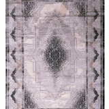 Medina Grey Black Medallion Transitional Bordered Rug