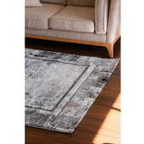 Medina Grey Black Modern Bordered Rug