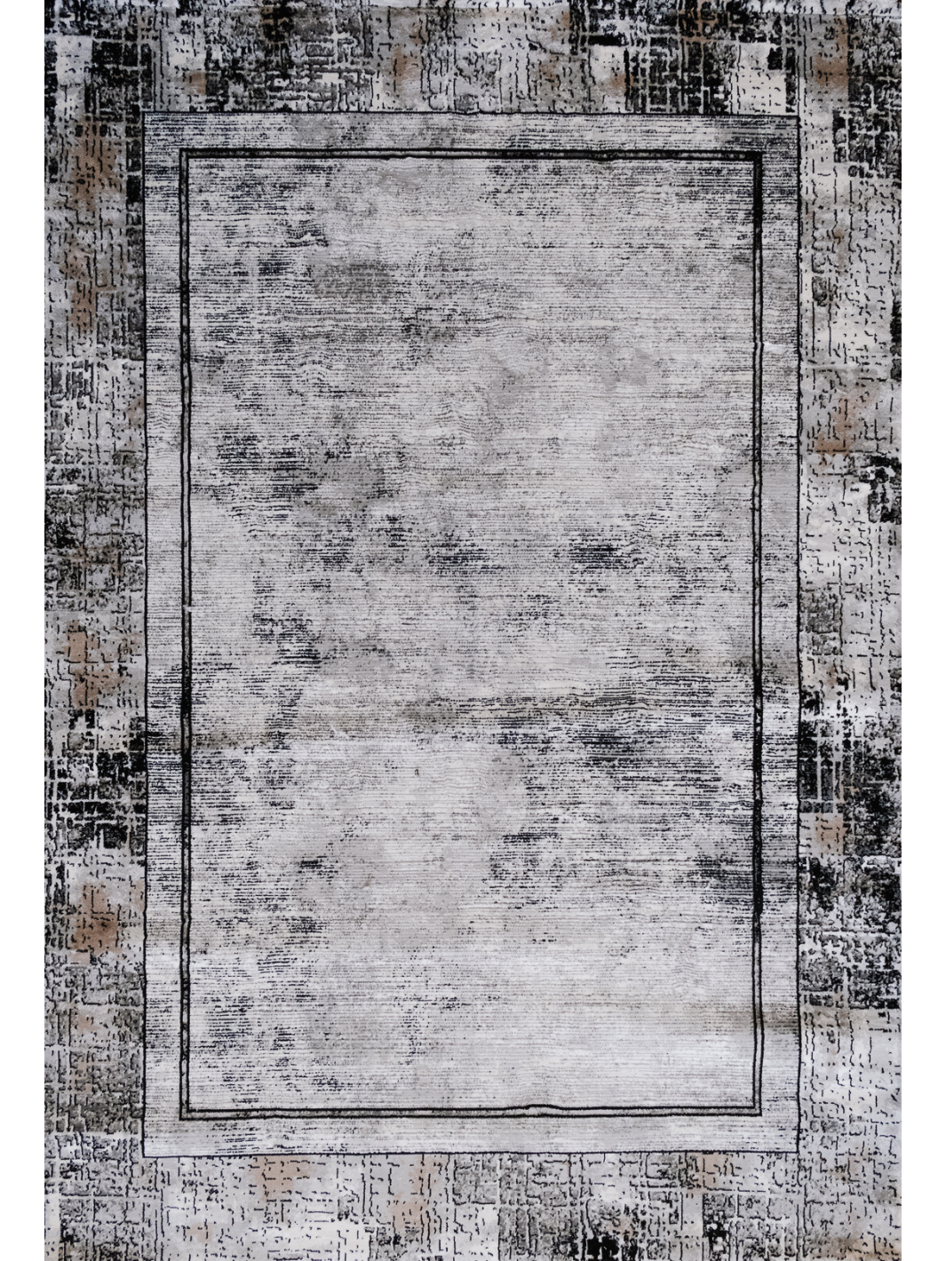 Medina Grey Black Modern Bordered Rug