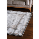 Medina Dark Beige Floral Transitional Bordered Rug