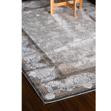 Medina Dark Beige Floral Transitional Bordered Rug