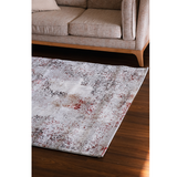 Medina Red Black Distressed Medallion Transitional Rug
