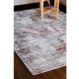 Medina Red Black Distressed Medallion Transitional Rug