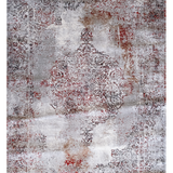 Medina Red Black Distressed Medallion Transitional Rug