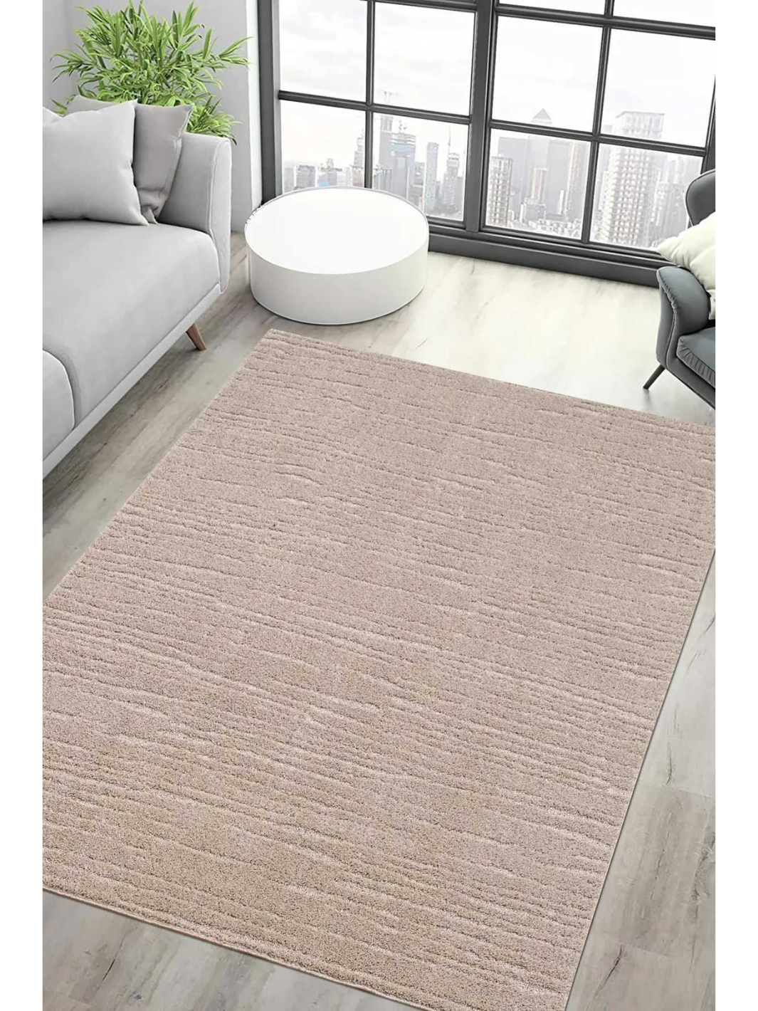 Moopy Beige Textured Lines Rug