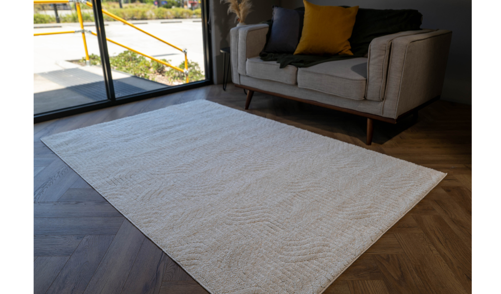 Moopy Cream Curved Geometric Rug