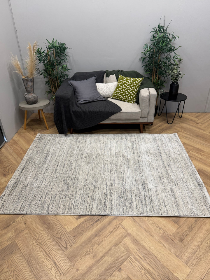 Pria Silver Linear Textured Modern Rug