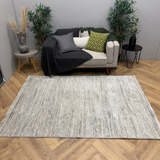 Pria Silver Linear Textured Modern Rug