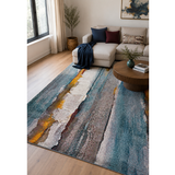 Pirea Blue Multi Coastal Wave Abstract Rug