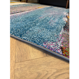 Pirea Blue Multi Coastal Wave Abstract Rug