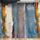 Pirea Blue Multi Coastal Wave Abstract Rug