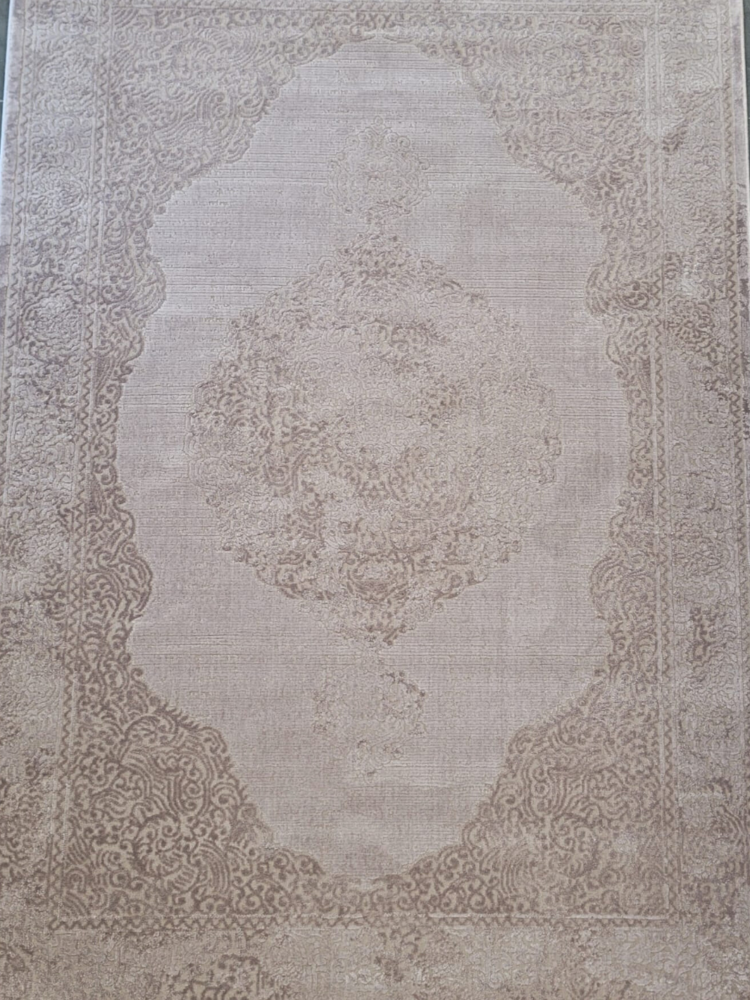 Costa Pink Taupe Ornate Medallion Bordered Rug