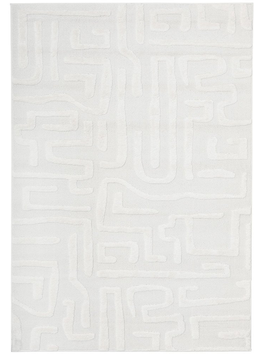 Seda White Abstract Lines Maze Rug