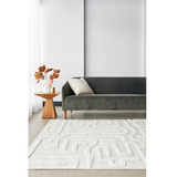 Seda White Abstract Lines Maze Rug