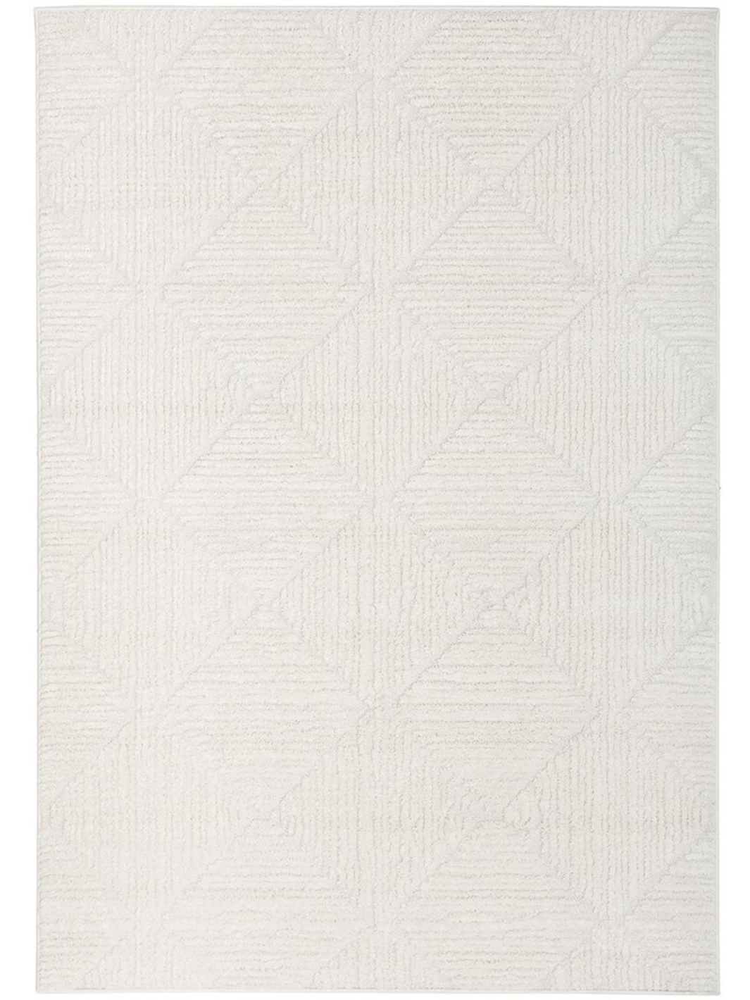 Seda White Diamond Lattice Textured Rug