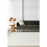 Seda White Diamond Lattice Textured Rug