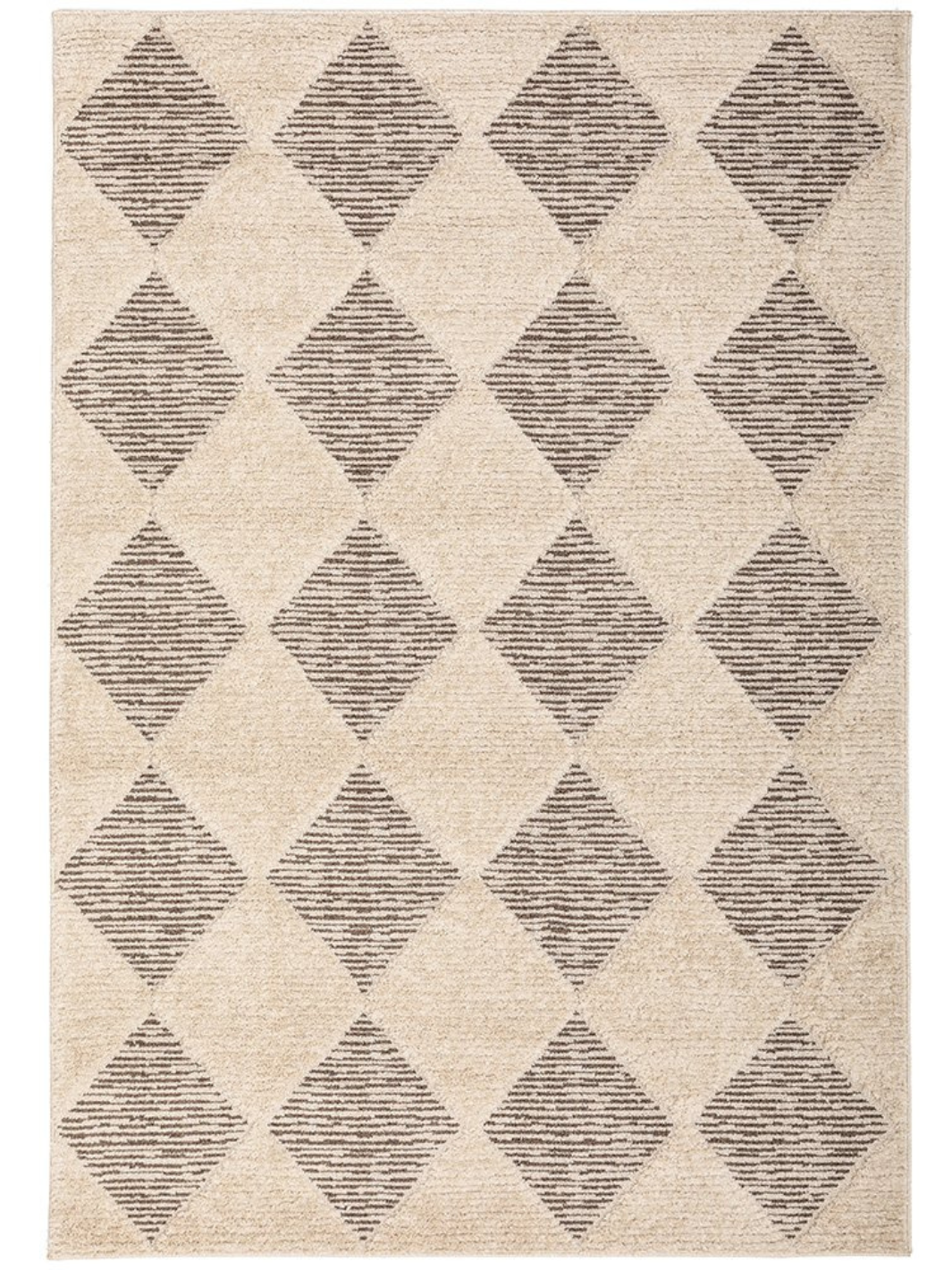 Seda Latte Beige Diamond Checker Pattern Rug