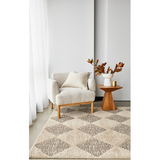 Seda Latte Beige Diamond Checker Pattern Rug